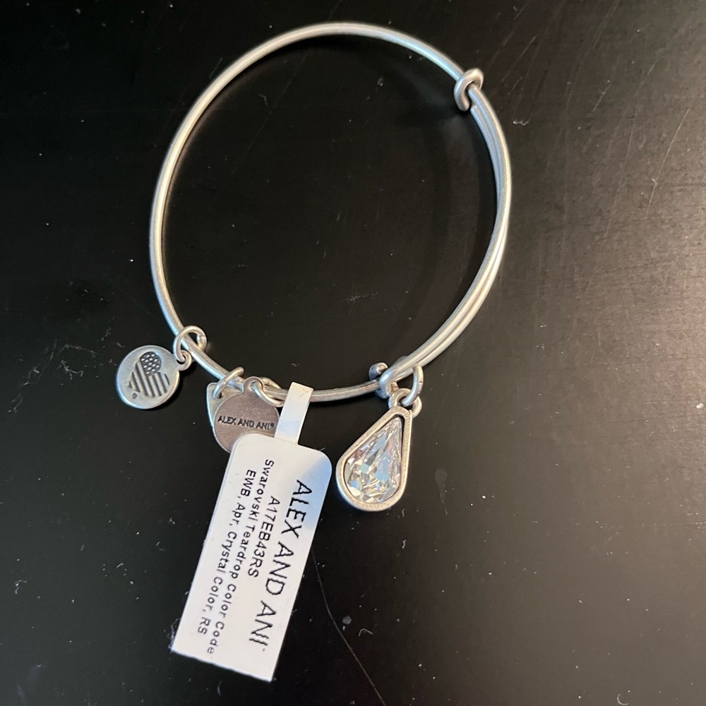 Alex and Ani Silver Bracelet with Swarovski crystal Charm